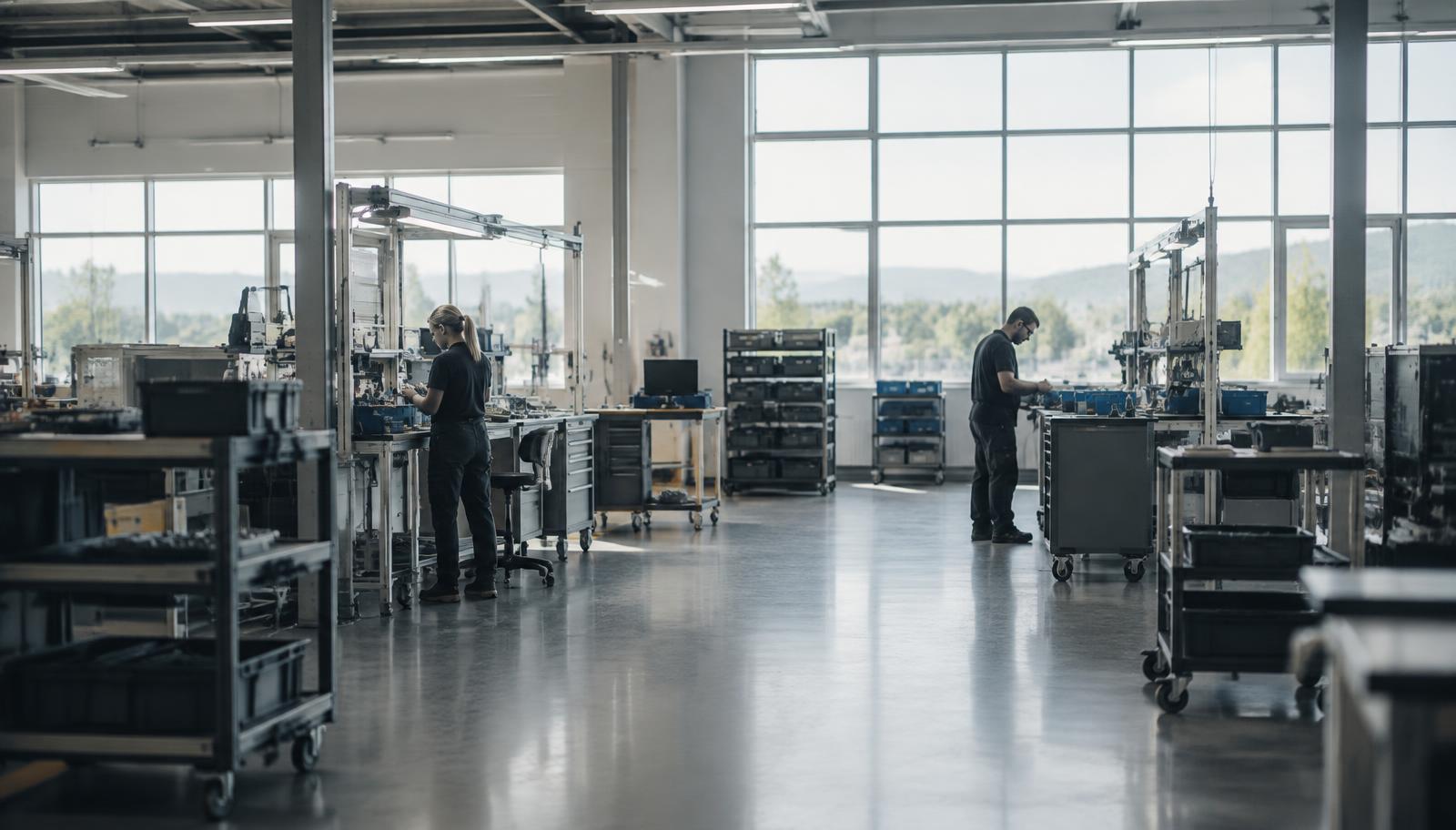 Moderne werkvloer waar medewerkers aan het werk zijn